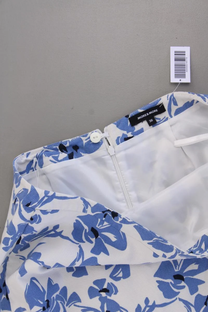More&More Bleistiftrock Gr. 38 mit Blumenmuster blau aus Baumwolle