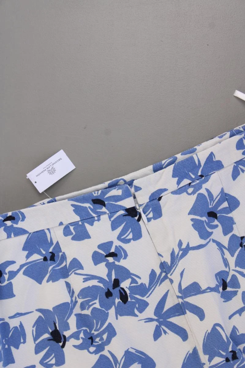 More&More Bleistiftrock Gr. 38 mit Blumenmuster blau aus Baumwolle