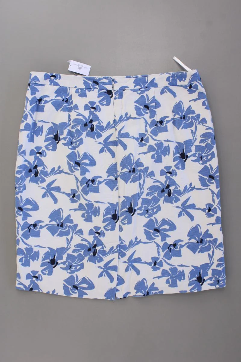 More&More Bleistiftrock Gr. 38 mit Blumenmuster blau aus Baumwolle
