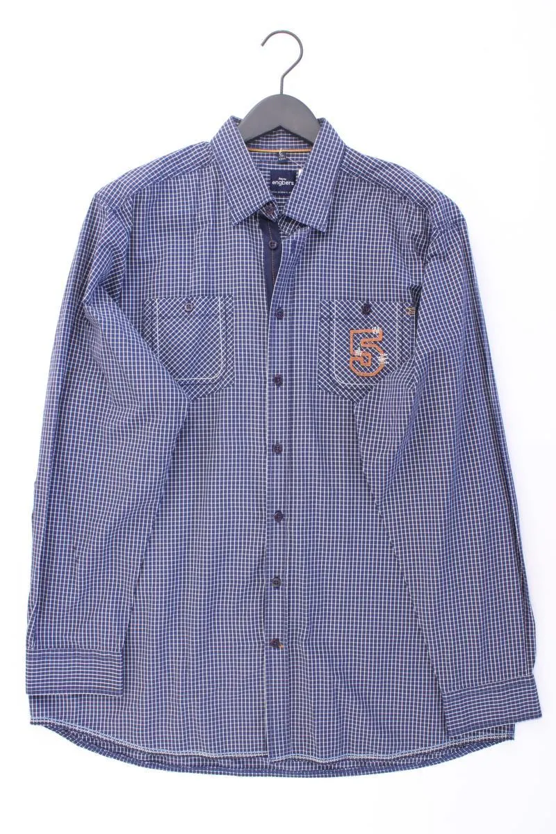 Engbers Langarmhemd für Herren Gr. Hemdgröße 43/44 geometrisches Muster blau