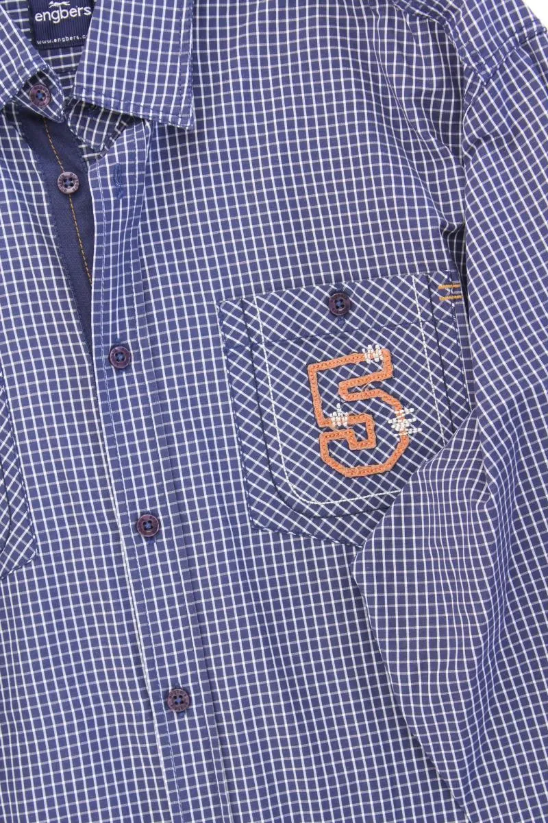 Engbers Langarmhemd für Herren Gr. Hemdgröße 43/44 geometrisches Muster blau