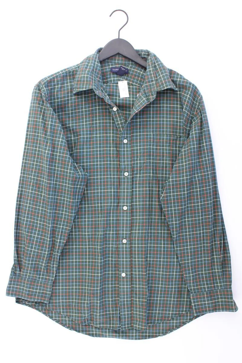 Lands' End Langarmhemd für Herren Gr. Hemdgröße 43 geometrisches Muster grün