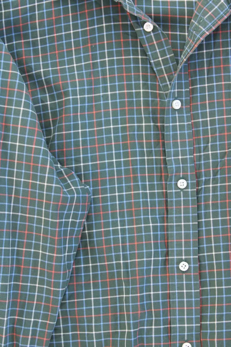 Lands' End Langarmhemd für Herren Gr. Hemdgröße 43 geometrisches Muster grün