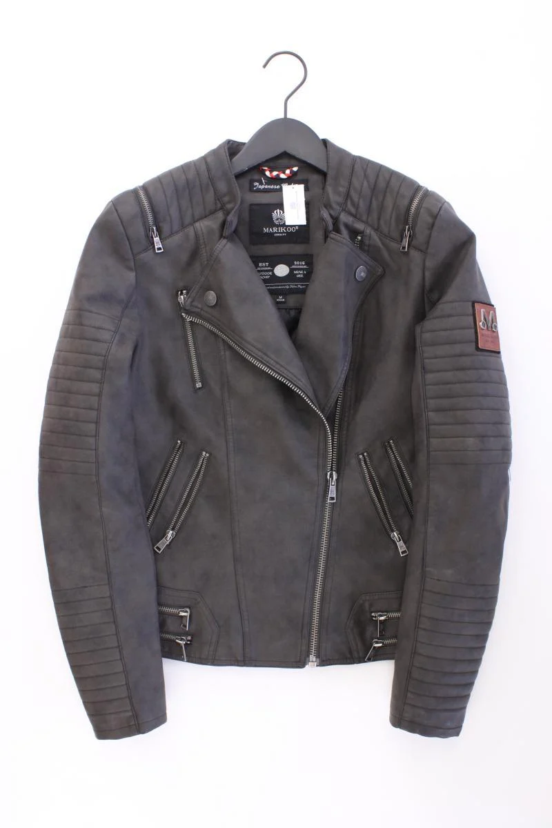 MARIKOO Kunstlederjacke Gr. M neuwertig grau aus Polyurethan