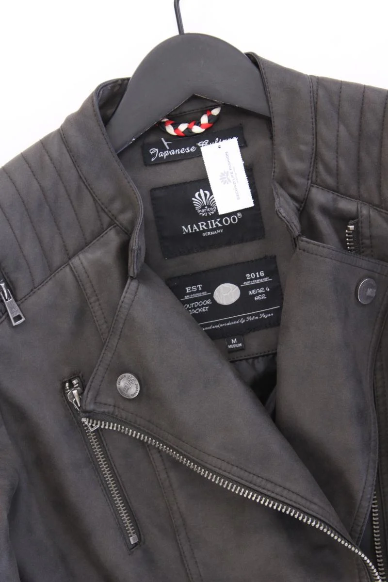 MARIKOO Kunstlederjacke Gr. M neuwertig grau aus Polyurethan