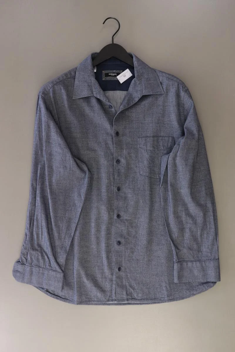 Walbusch Langarmhemd für Herren Gr. Hemdgröße 43/44 blau aus Baumwolle