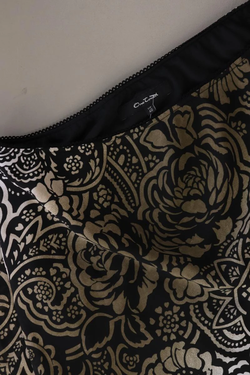 one touch Stretchrock Gr. 40 mit Blumenmuster schwarz aus Polyester