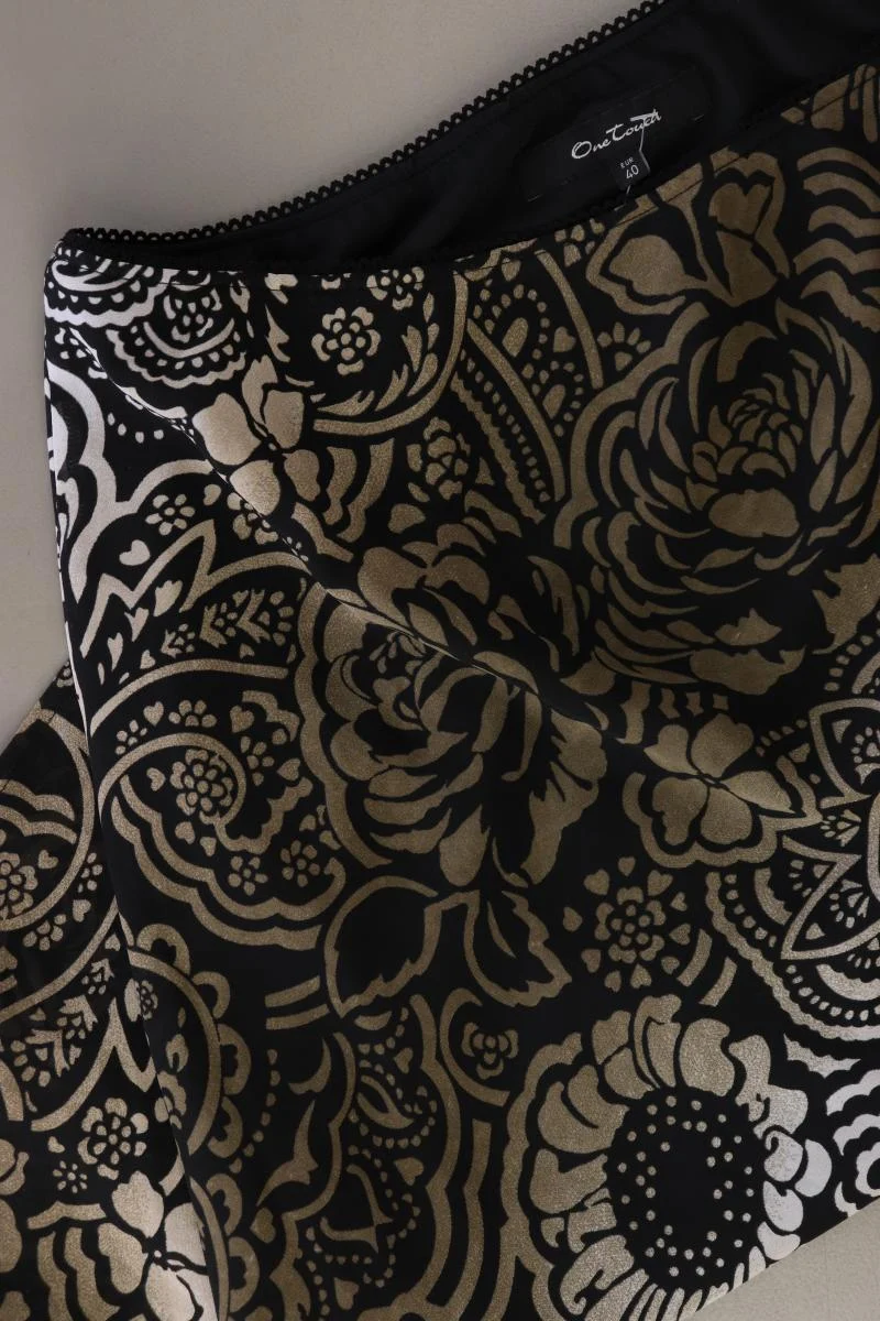 one touch Stretchrock Gr. 40 mit Blumenmuster schwarz aus Polyester