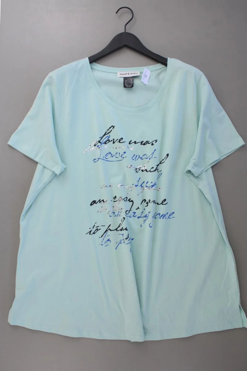 Janet & Joyce Printshirt Gr. 56 neuwertig Kurzarm blau aus Baumwolle