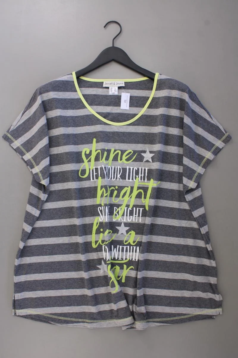 Janet & Joyce Ringelshirt Gr. 56 gestreift Kurzarm grau aus Baumwolle