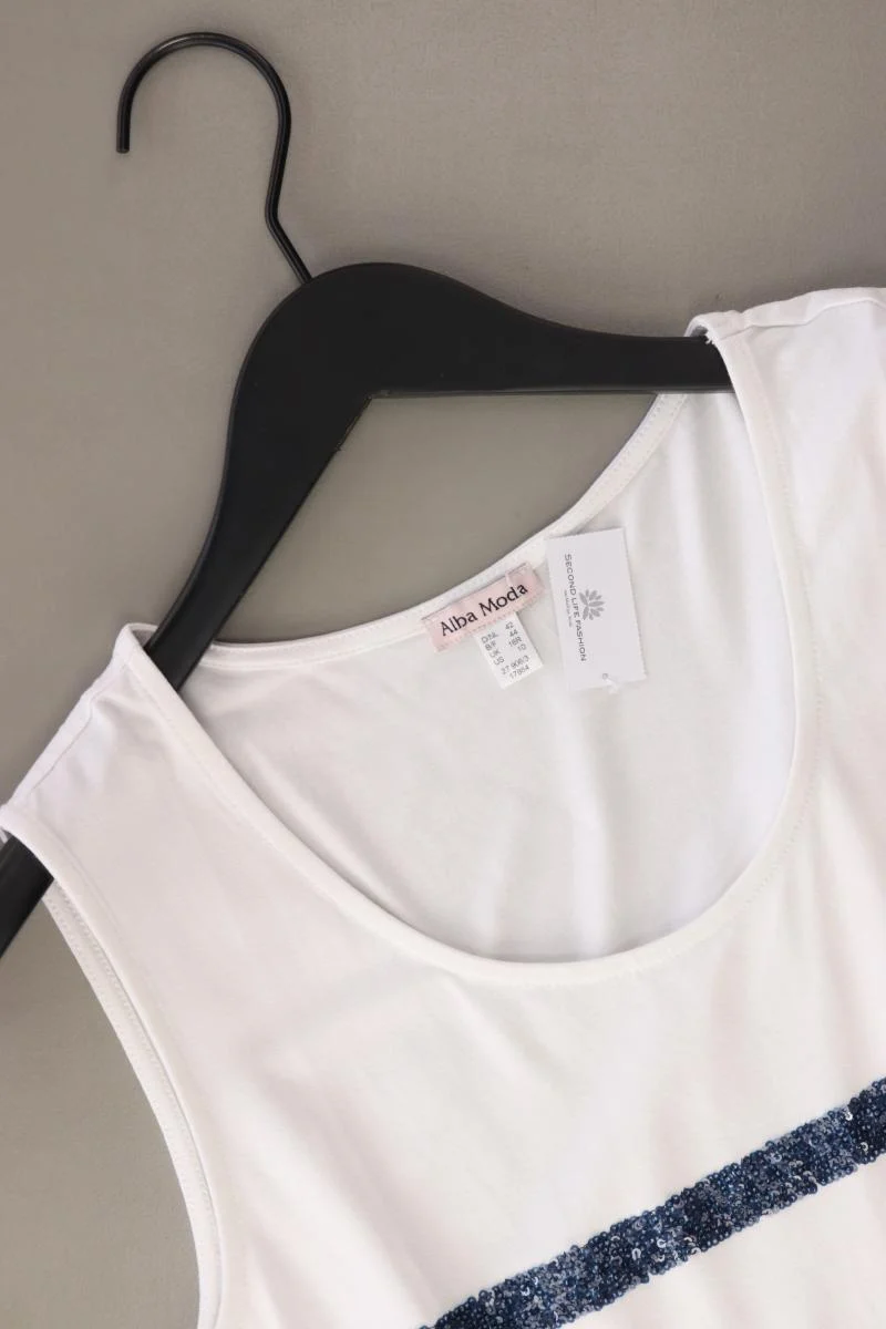 Alba Moda Trägertop Gr. 42 gestreift mit Pailletten weiß aus Viskose