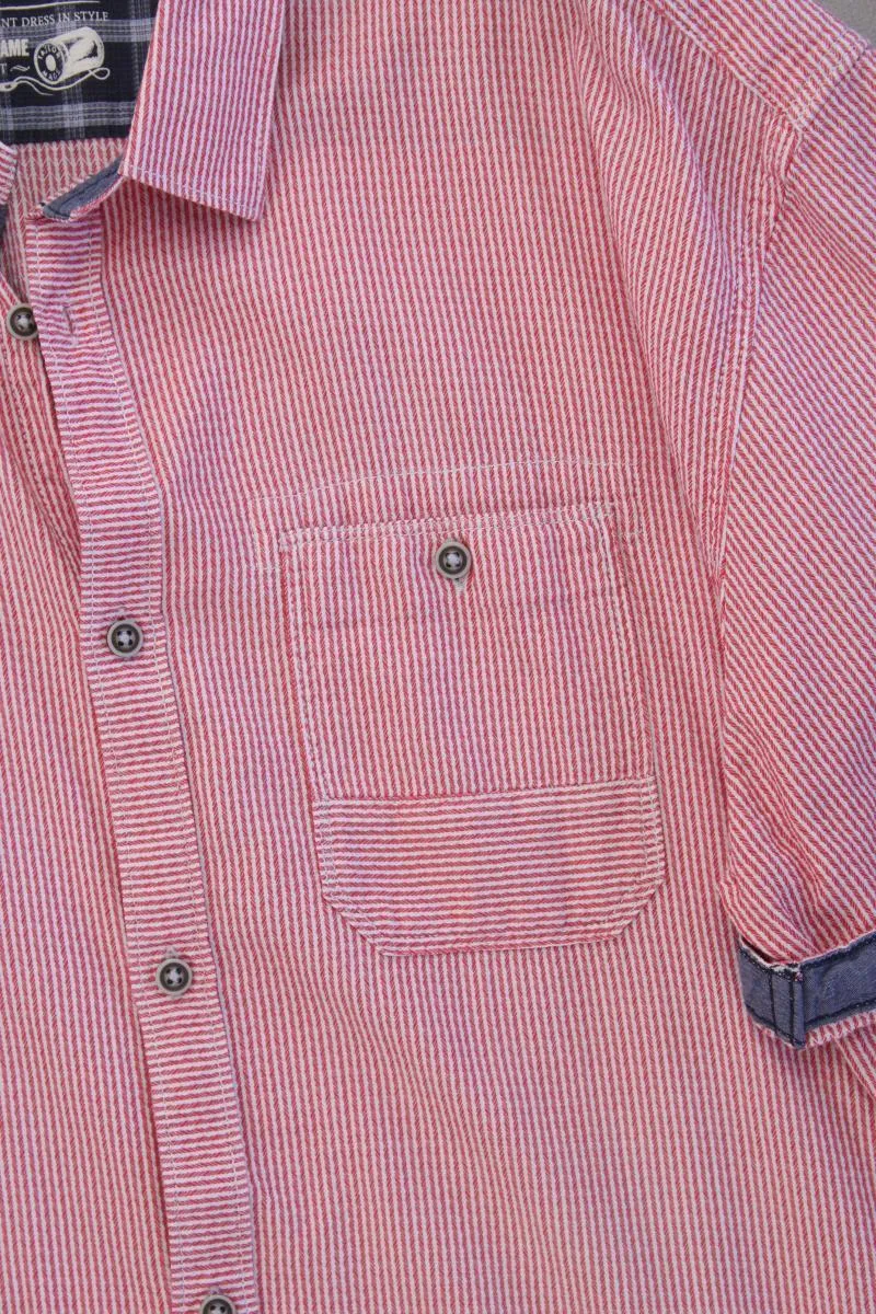 Tom Tailor Kurzarmhemd für Herren Gr. XXXL gestreift rot