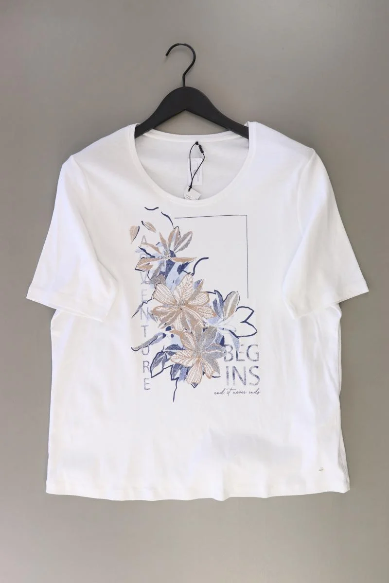 olsen Printshirt Gr. 48 neu mit Etikett Kurzarm weiß aus Baumwolle