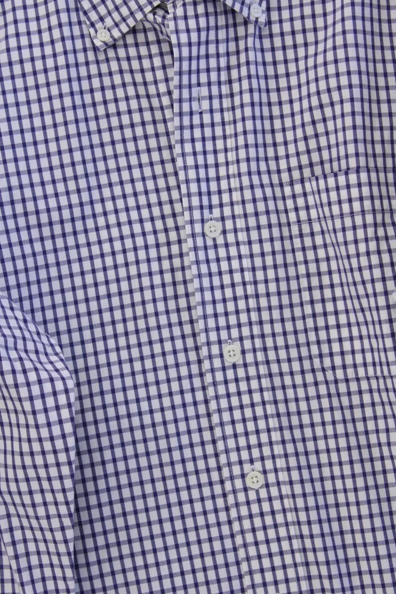 Springfield Langarmhemd für Herren Gr. L geometrisches Muster blau aus Baumwolle