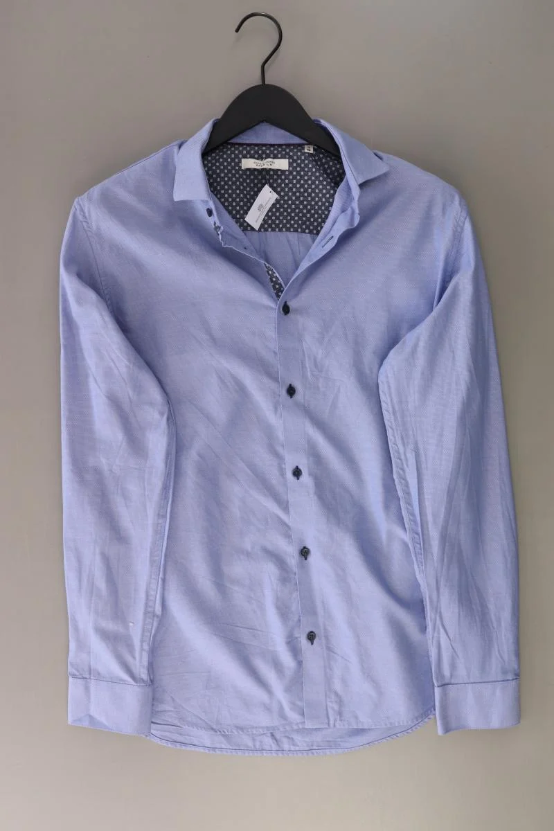 Jack & Jones Langarmhemd für Herren Gr. M blau aus Baumwolle