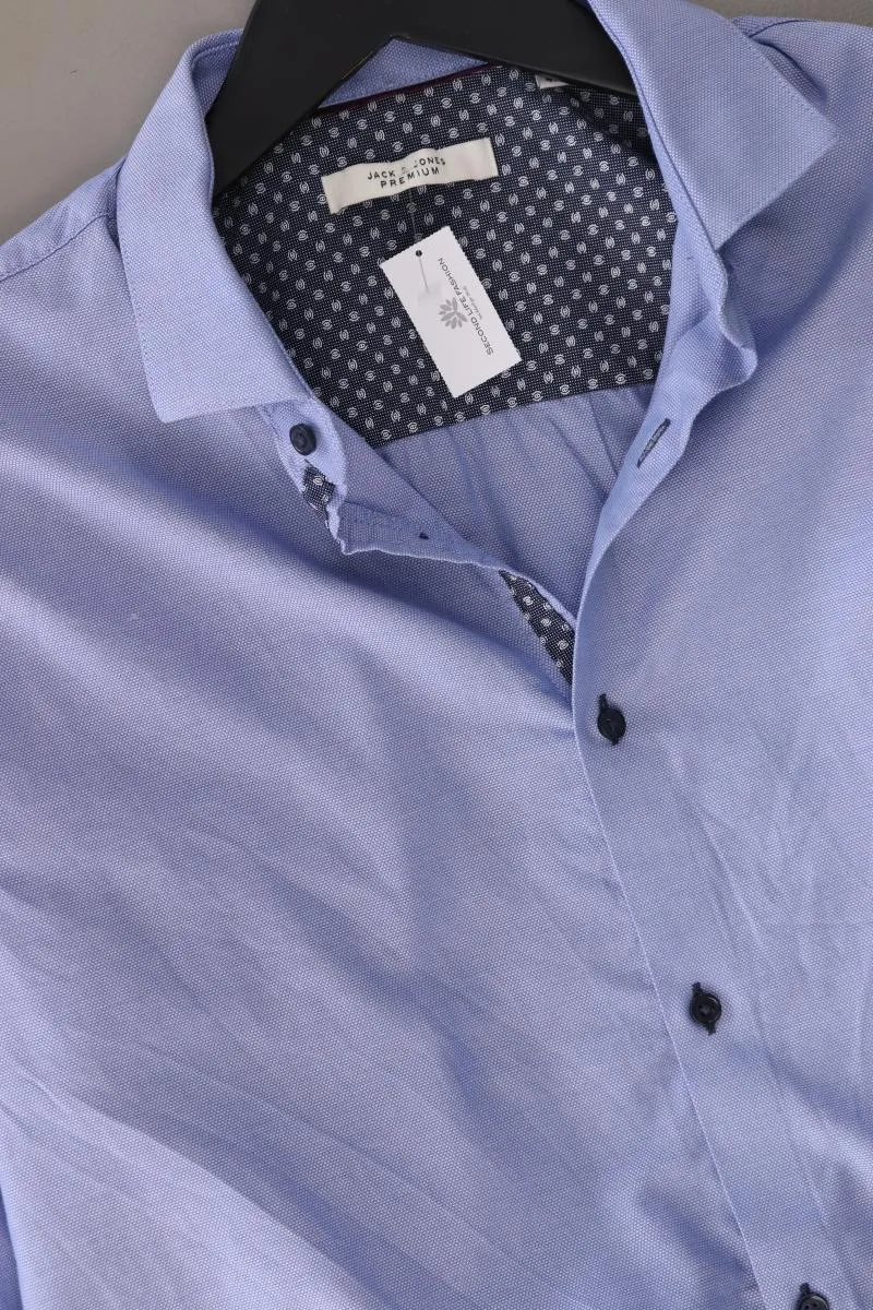 Jack & Jones Langarmhemd für Herren Gr. M blau aus Baumwolle