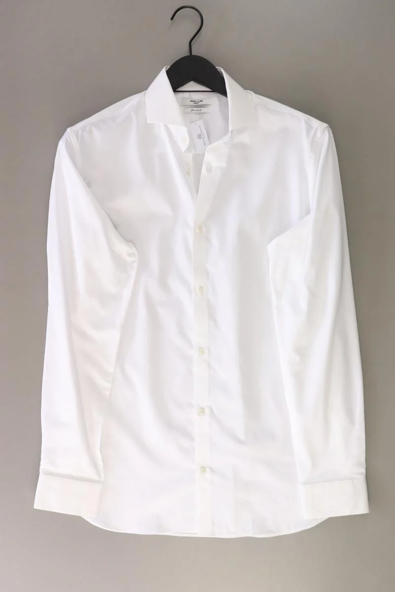 Jack & Jones Langarmhemd für Herren Gr. M weiß aus Baumwolle