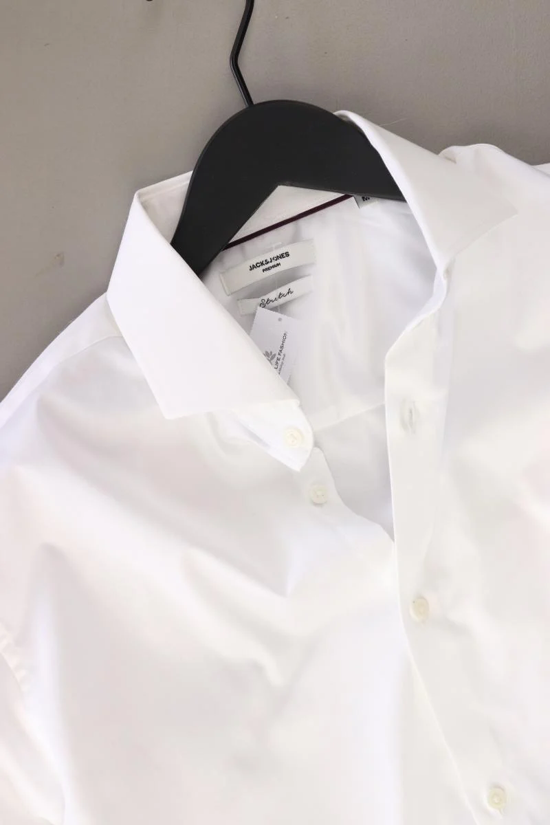 Jack & Jones Langarmhemd für Herren Gr. M weiß aus Baumwolle