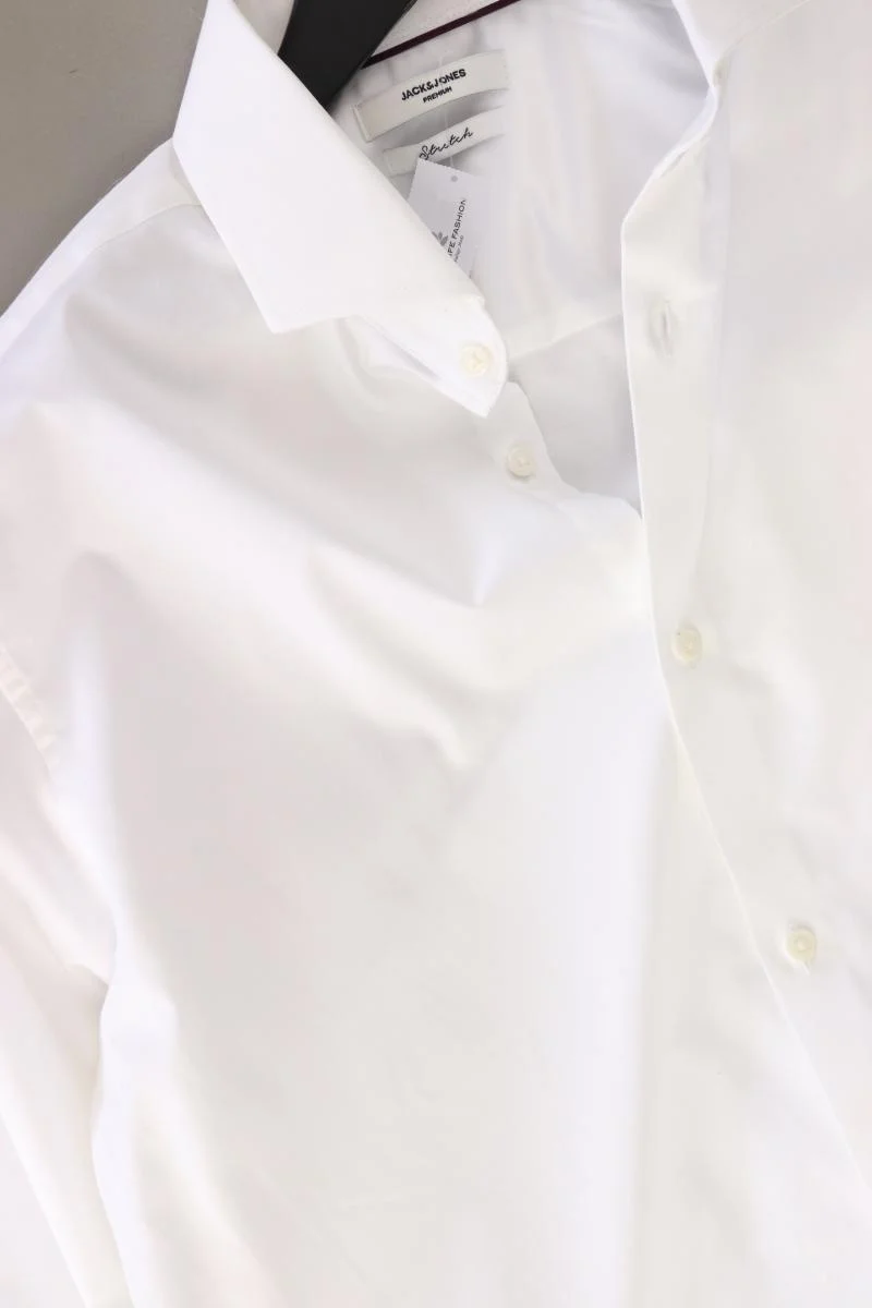 Jack & Jones Langarmhemd für Herren Gr. M weiß aus Baumwolle