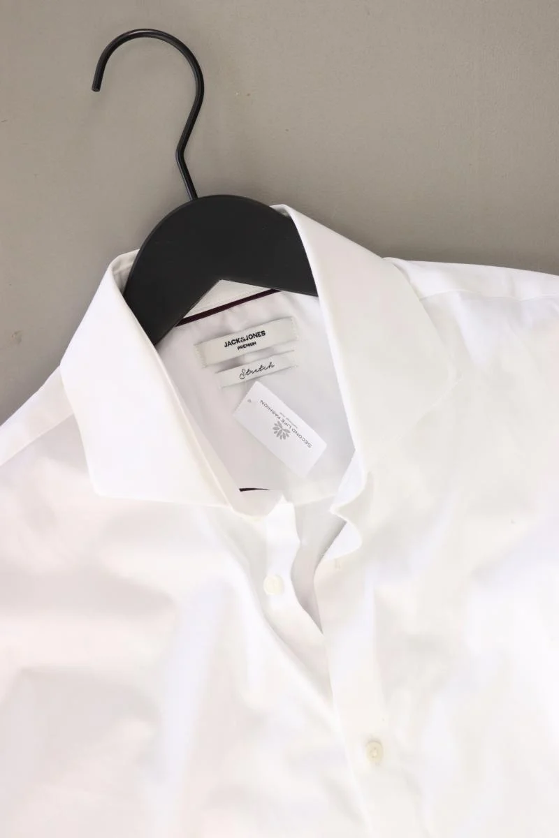 Jack & Jones Langarmhemd für Herren Gr. M weiß aus Baumwolle