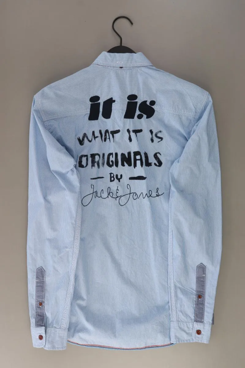Jack & Jones Langarmhemd für Herren Gr. M blau aus Baumwolle