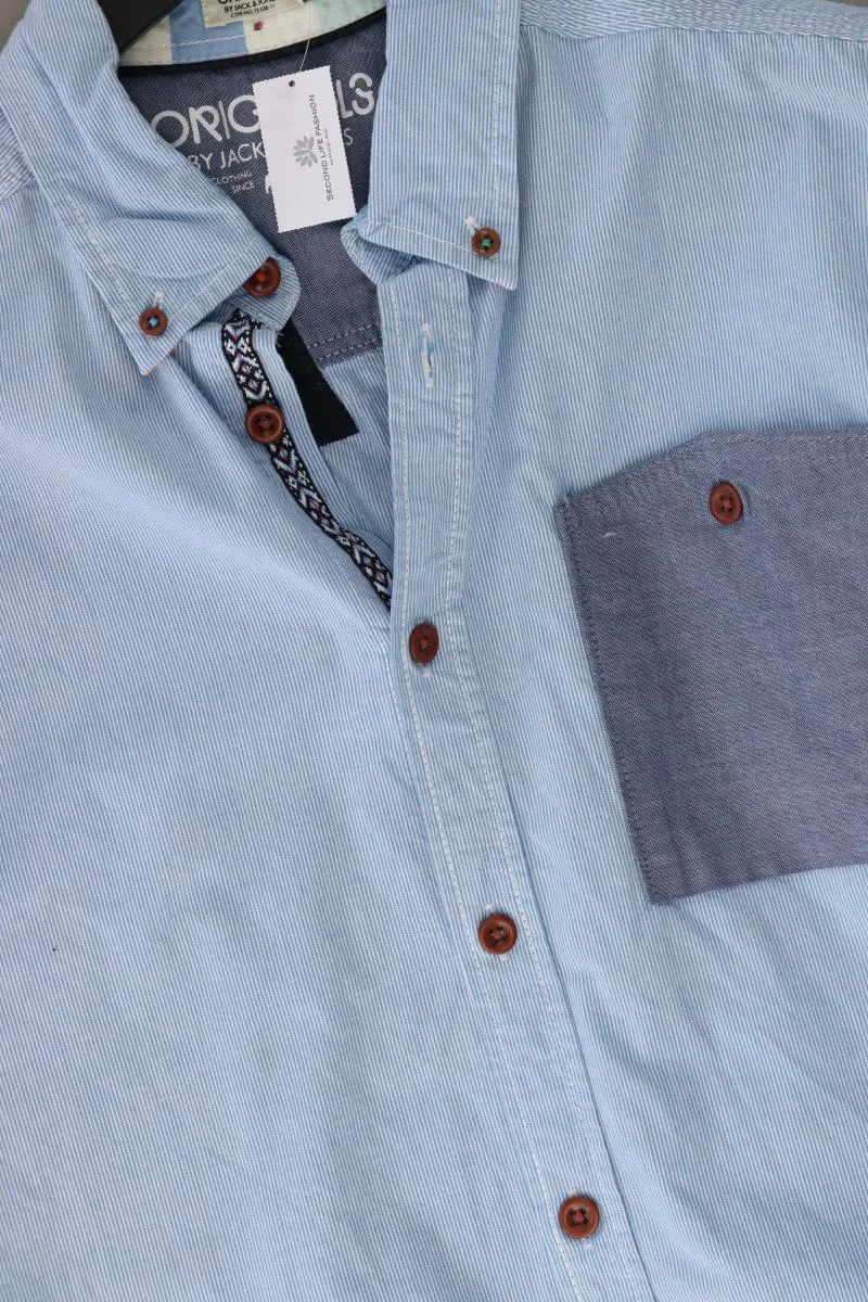 Jack & Jones Langarmhemd für Herren Gr. M blau aus Baumwolle