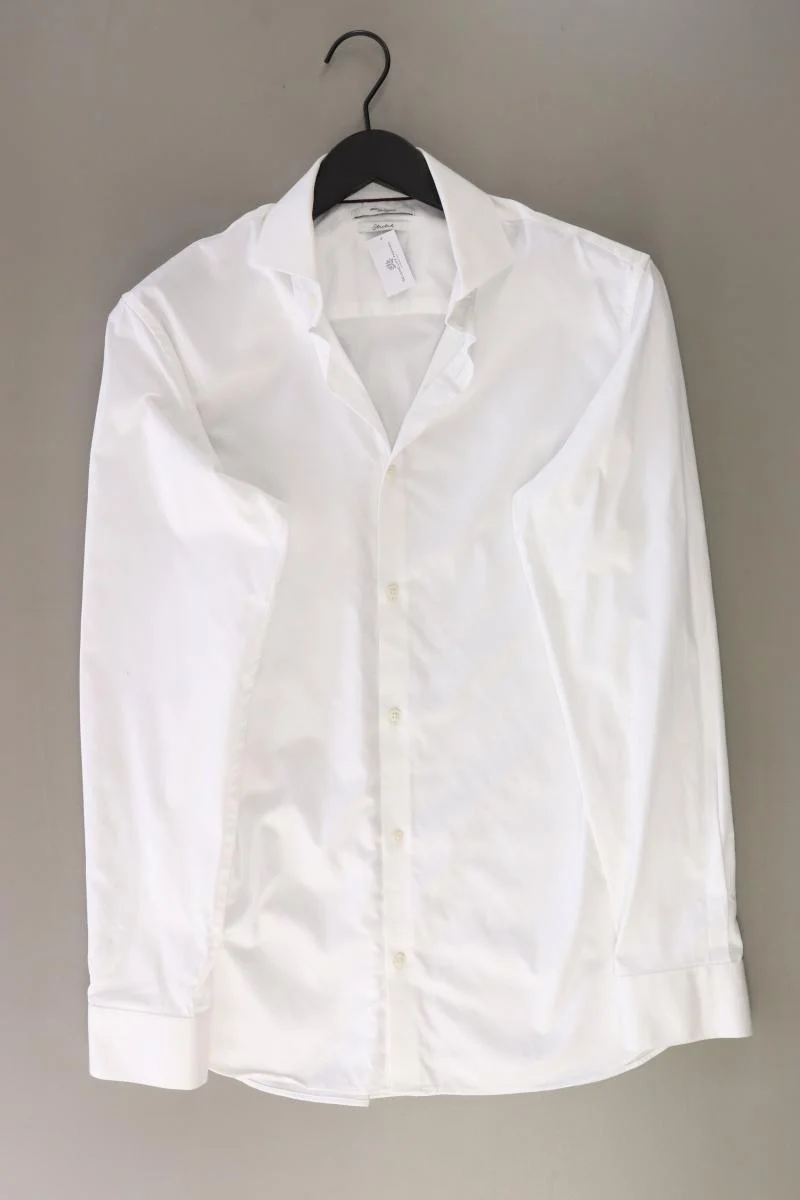 Jack & Jones Langarmhemd für Herren Gr. M weiß aus Baumwolle