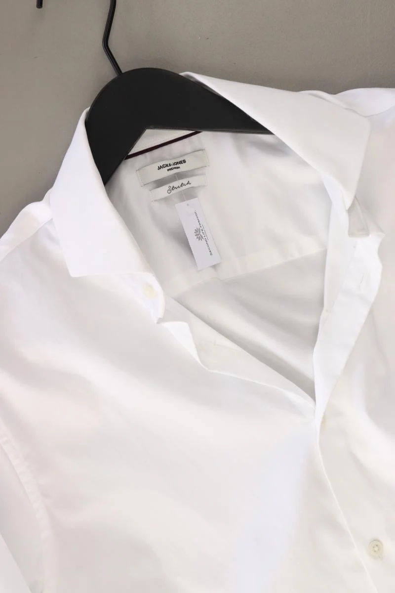 Jack & Jones Langarmhemd für Herren Gr. M weiß aus Baumwolle
