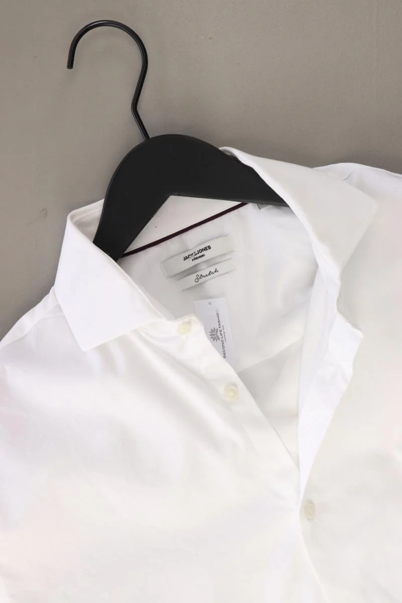Jack & Jones Langarmhemd für Herren Gr. M weiß aus Baumwolle