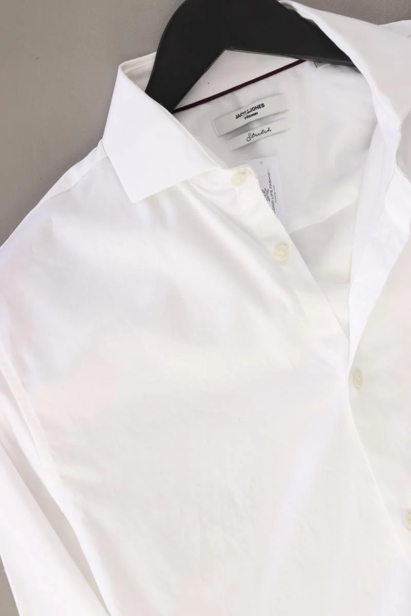 Jack & Jones Langarmhemd für Herren Gr. M weiß aus Baumwolle