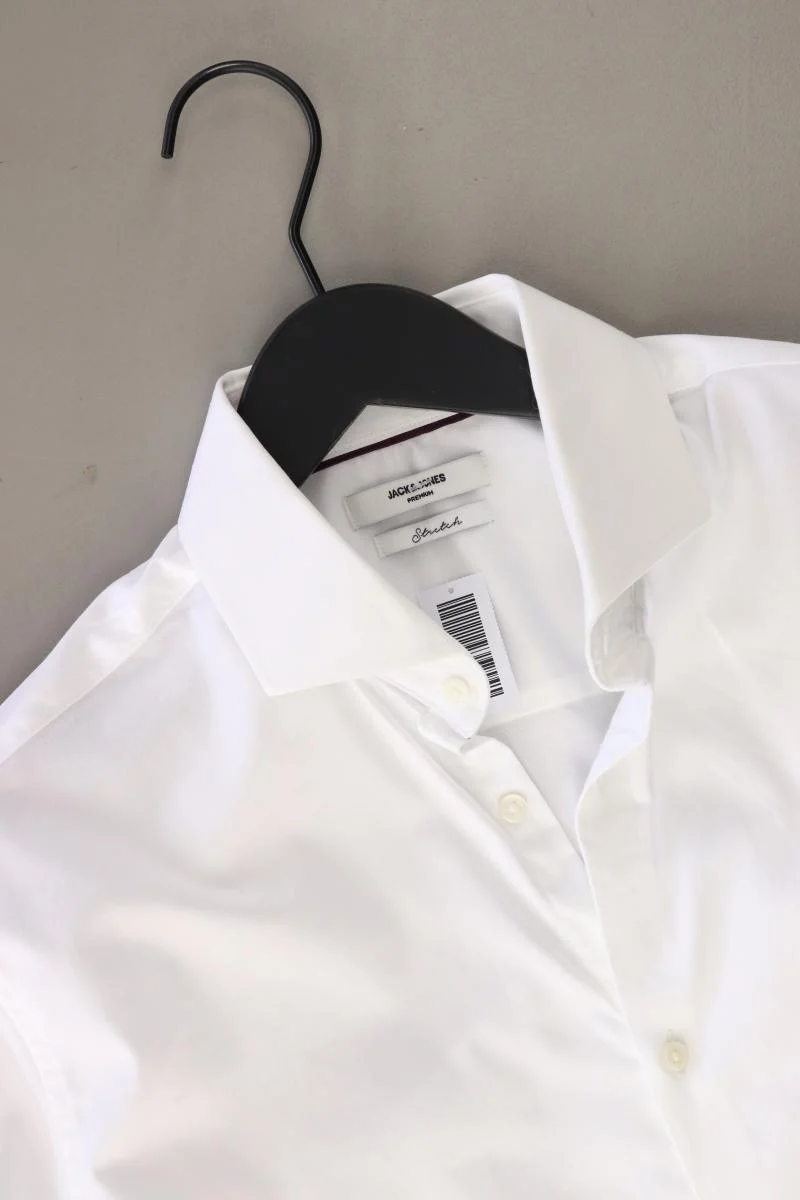 Jack & Jones Langarmhemd für Herren Gr. M weiß aus Baumwolle