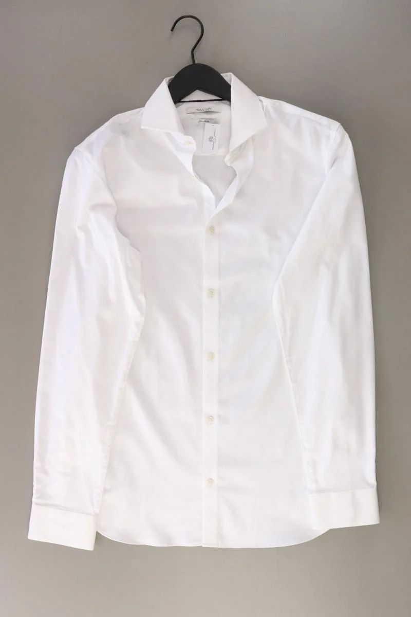 Jack & Jones Langarmhemd für Herren Gr. M weiß aus Baumwolle