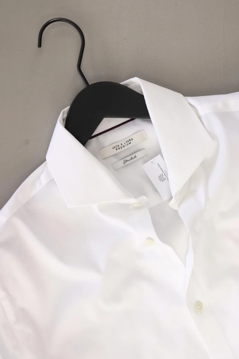 Jack & Jones Langarmhemd für Herren Gr. M weiß aus Baumwolle