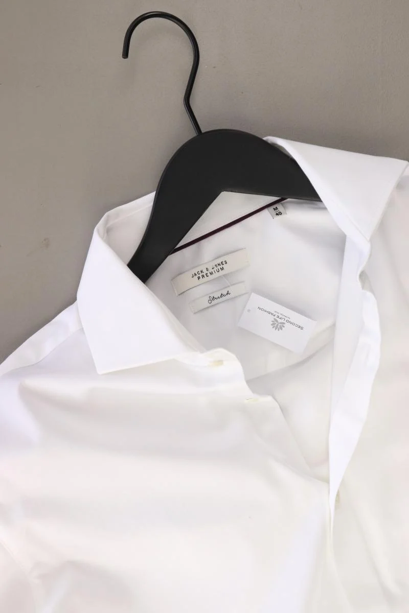 Jack & Jones Langarmhemd für Herren Gr. M weiß aus Baumwolle
