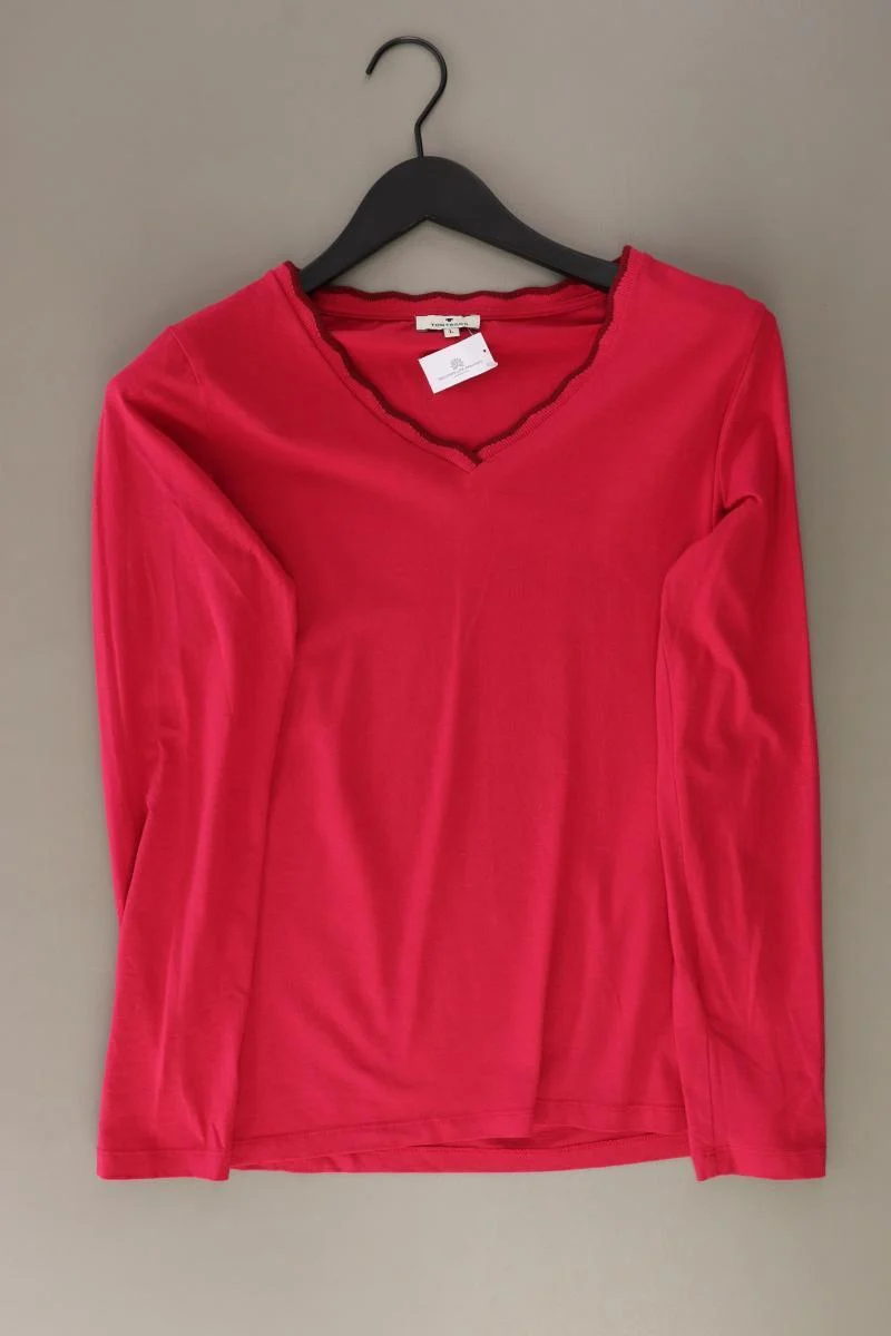 Tom Tailor Shirt mit V-Ausschnitt Gr. L Langarm rot aus Baumwolle