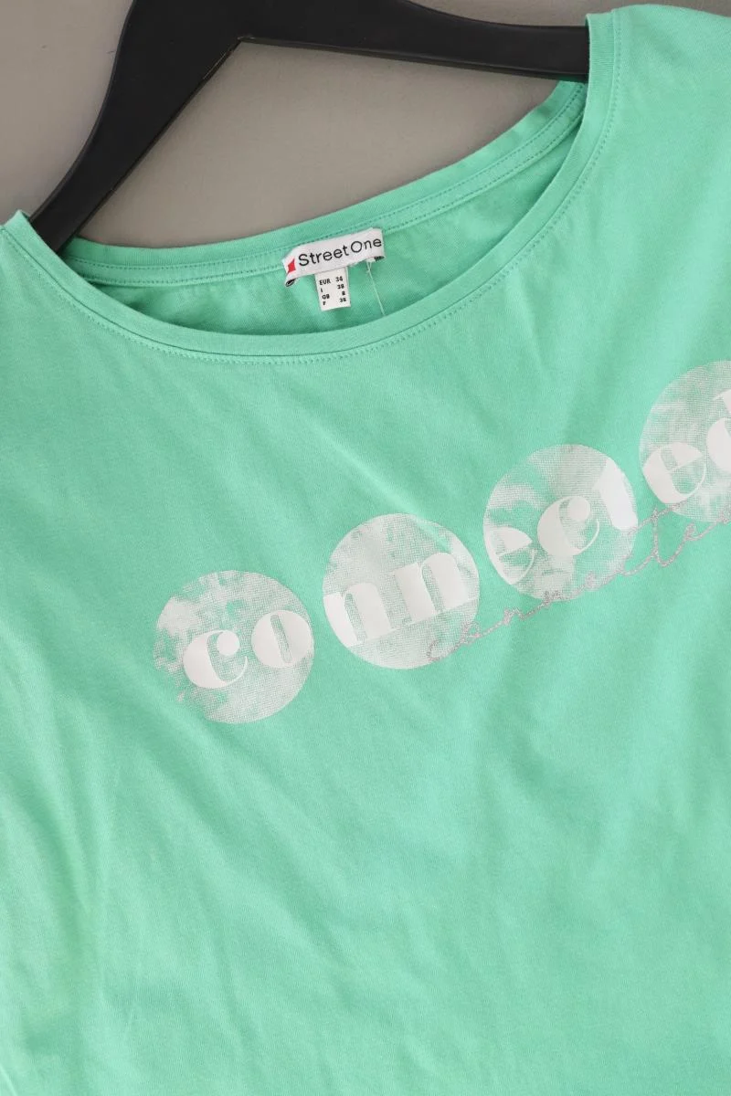 Street One Printshirt Gr. 34 Kurzarm grün aus Baumwolle