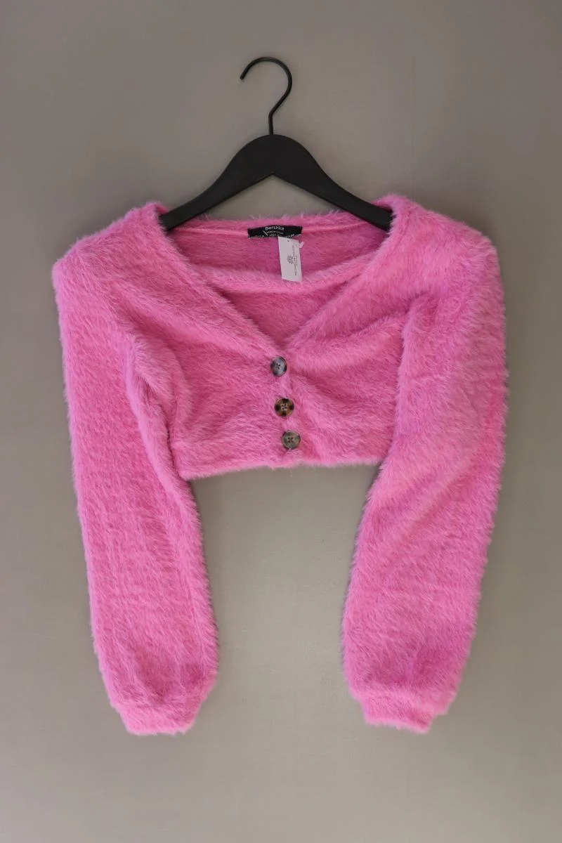 Bershka Cropped Cardigan Gr. S Langarm rosa aus Polyester