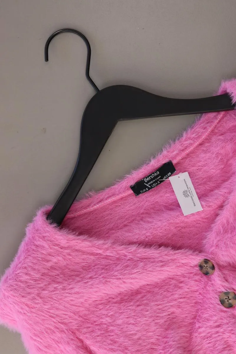 Bershka Cropped Cardigan Gr. S Langarm rosa aus Polyester