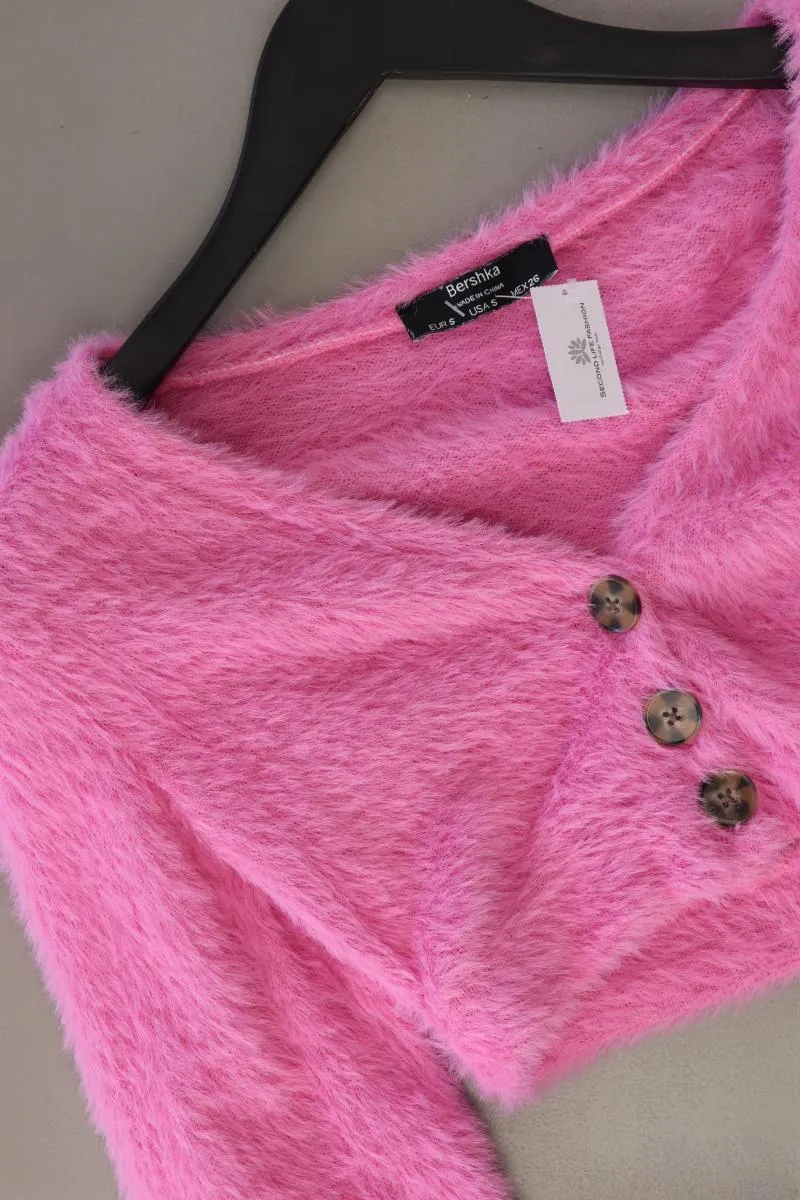 Bershka Cropped Cardigan Gr. S Langarm rosa aus Polyester
