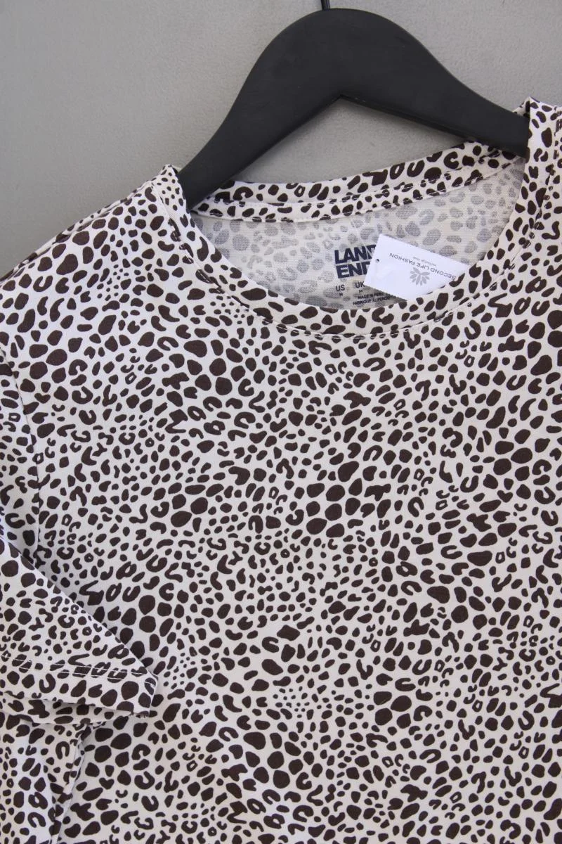 Lands' End Printshirt Gr. M mit Tierdruck Kurzarm braun aus Baumwolle
