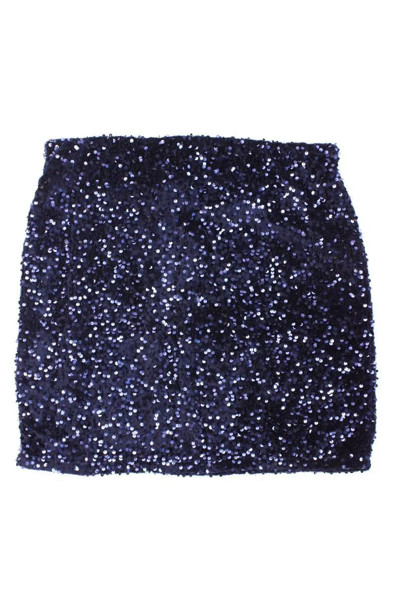 Fire & Glory Paillettenrock Gr. 44 mit Pailletten blau aus Polyester