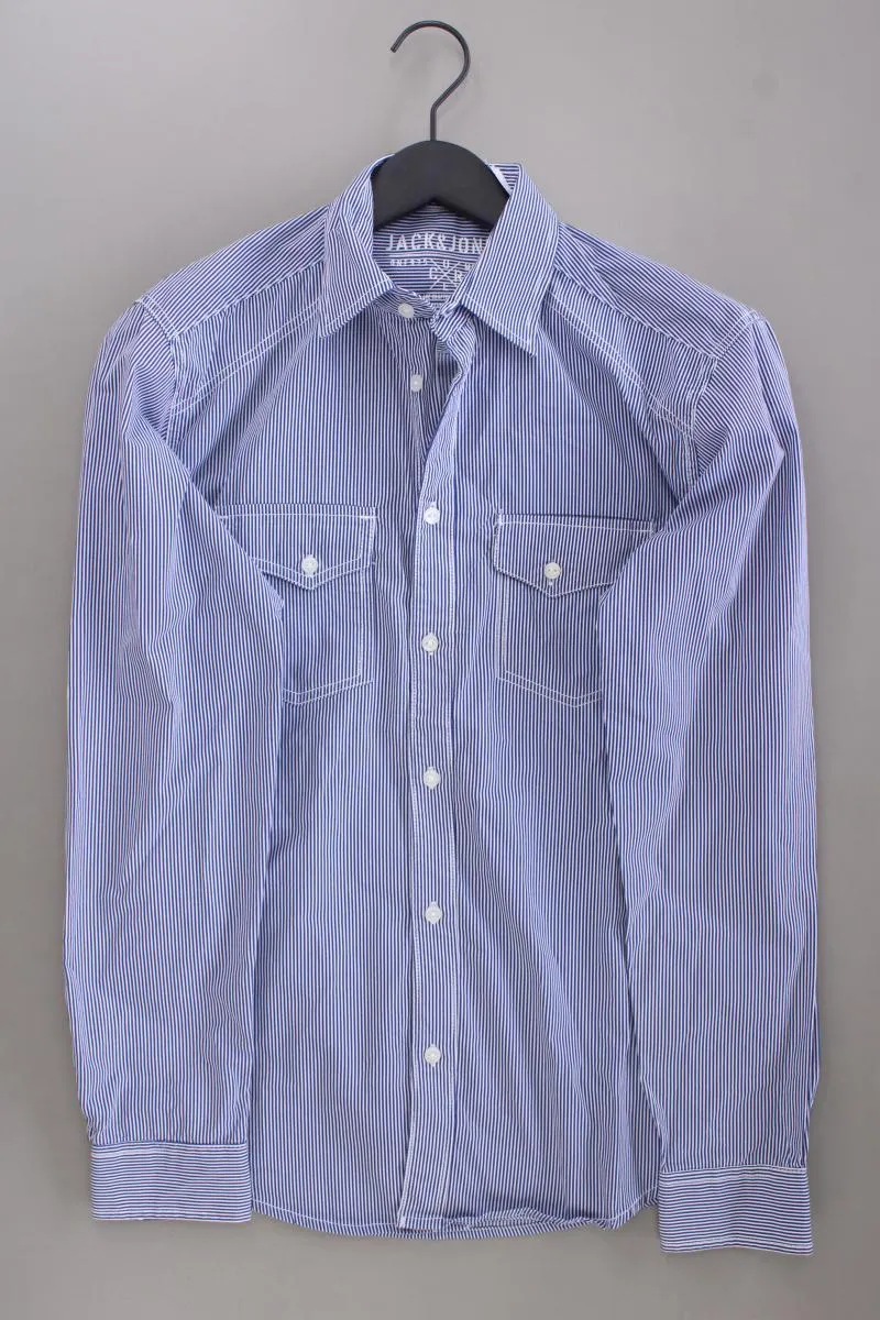 Jack & Jones Langarmhemd für Herren Gr. S gestreift blau aus Baumwolle