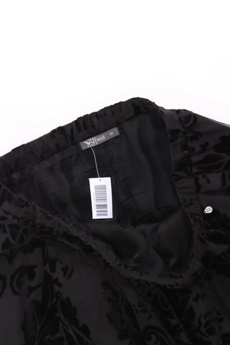 Nile Collection Rock Gr. XS mit Blumenmuster schwarz aus Viskose