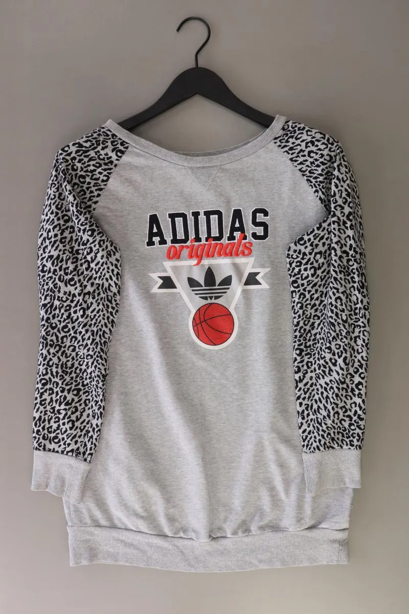 Adidas Langarmpullover Gr. 38 mit Tierdruck grau aus Baumwolle