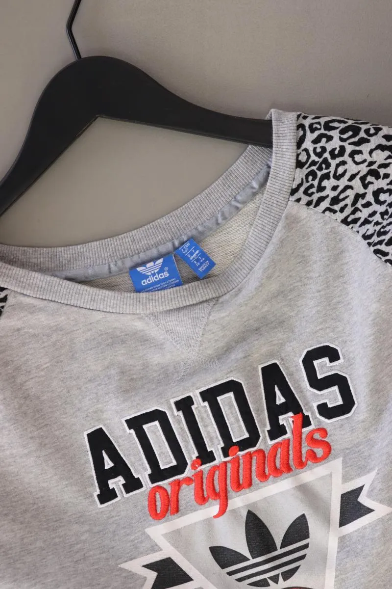 Adidas Langarmpullover Gr. 38 mit Tierdruck grau aus Baumwolle