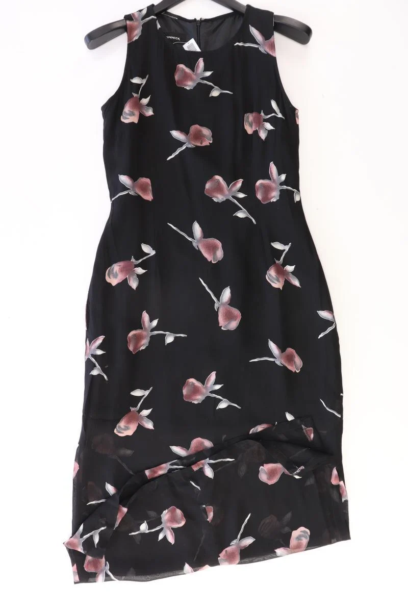 Yannick Maxikleid Gr. 40 mit Blumenmuster Ärmellos Vintage schwarz aus Polyester