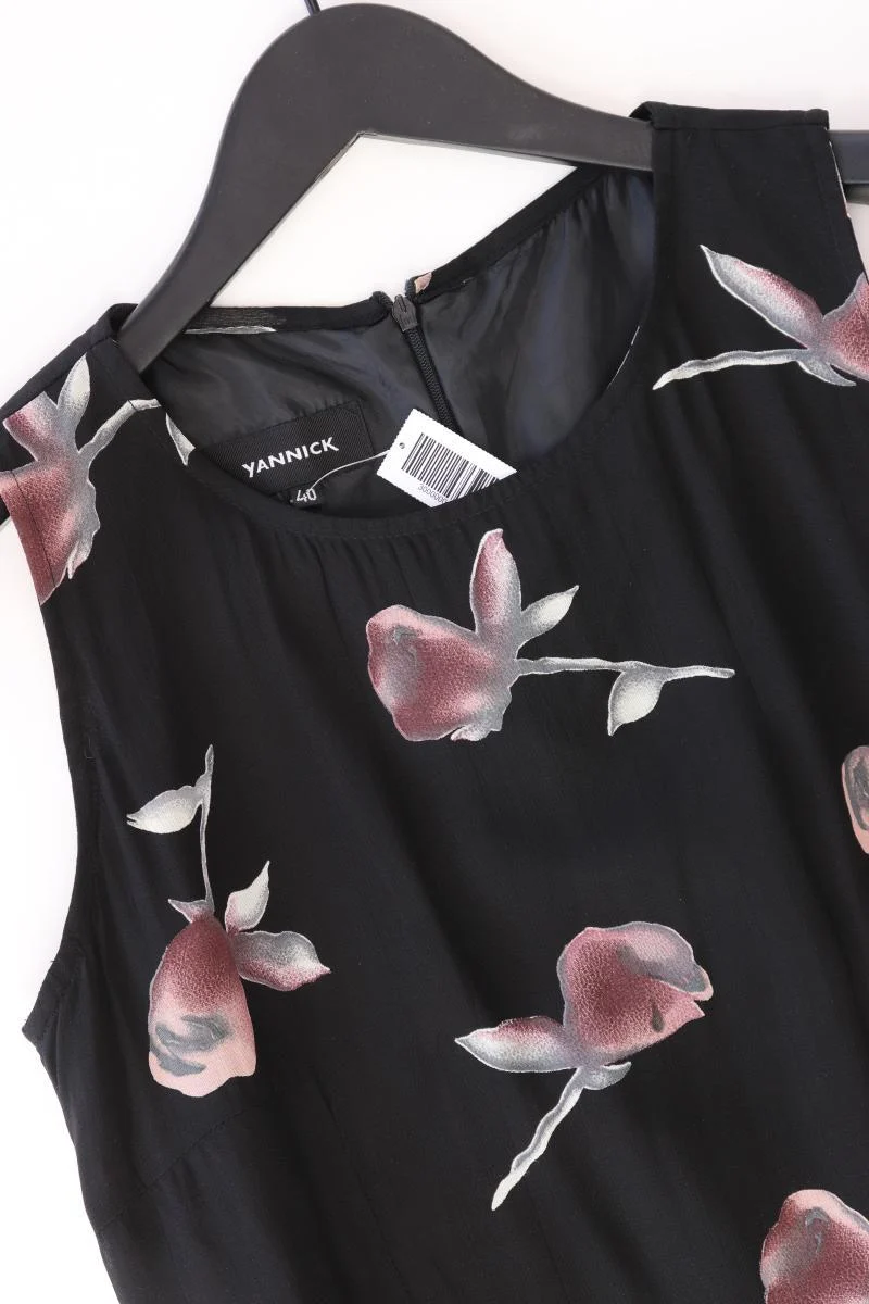 Yannick Maxikleid Gr. 40 mit Blumenmuster Ärmellos Vintage schwarz aus Polyester