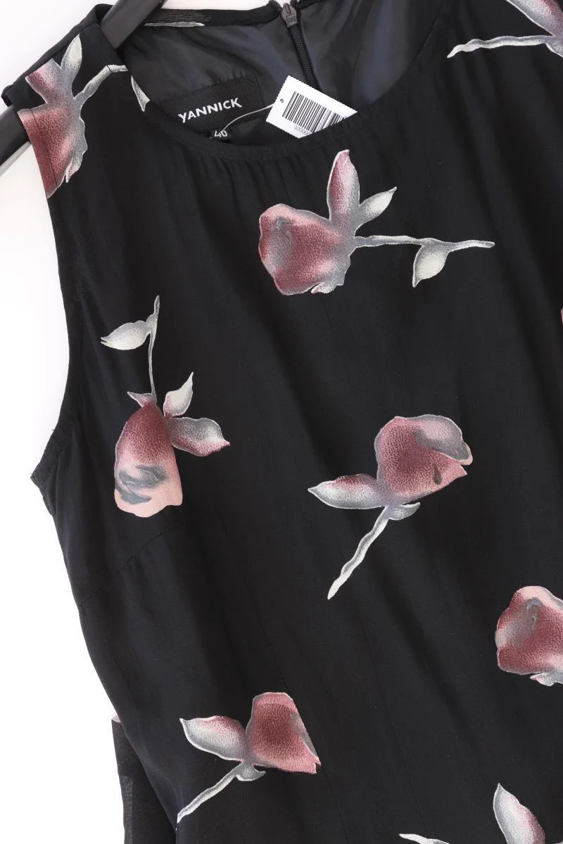 Yannick Maxikleid Gr. 40 mit Blumenmuster Ärmellos Vintage schwarz aus Polyester