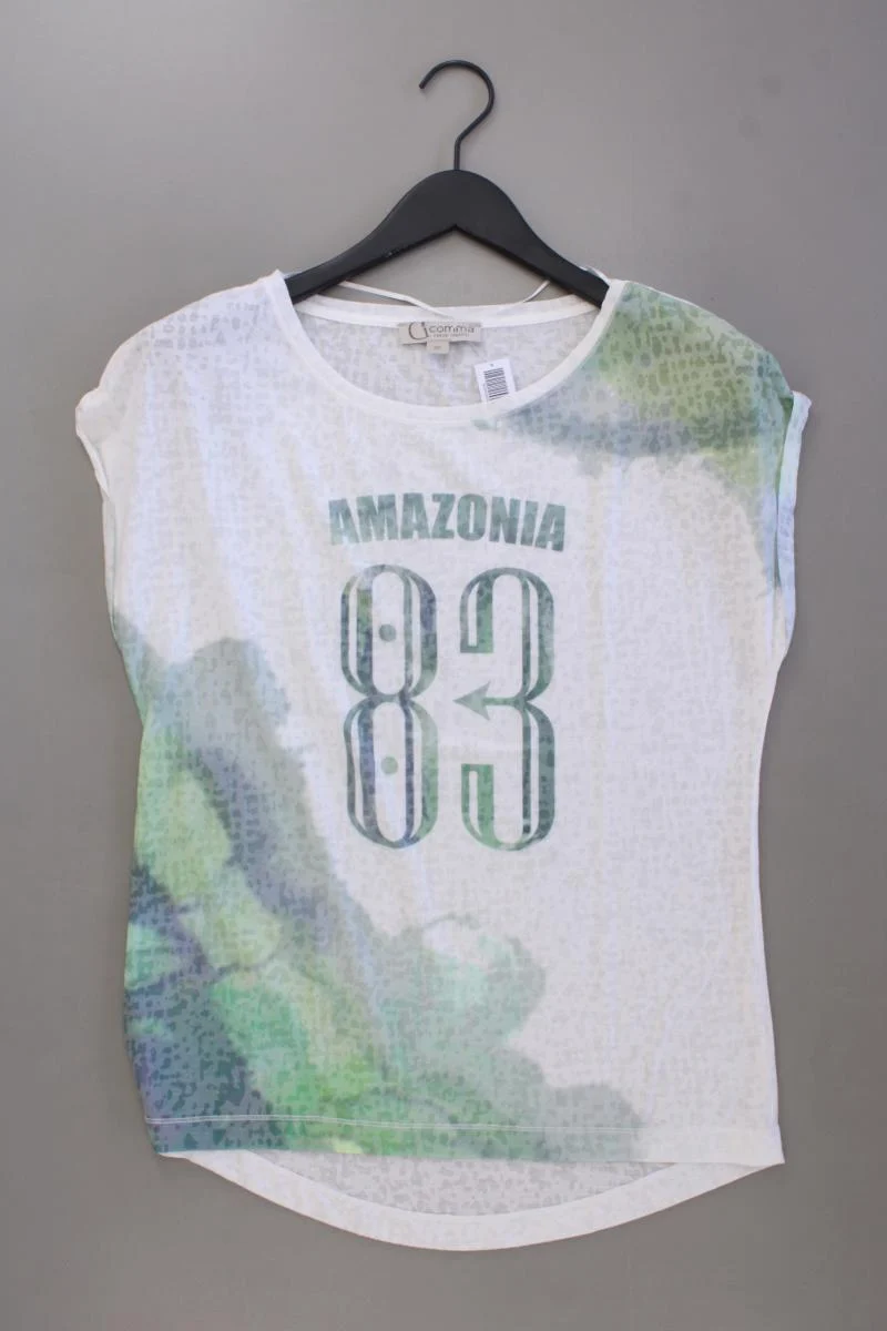 comma, Printshirt Gr. 38 Kurzarm grün