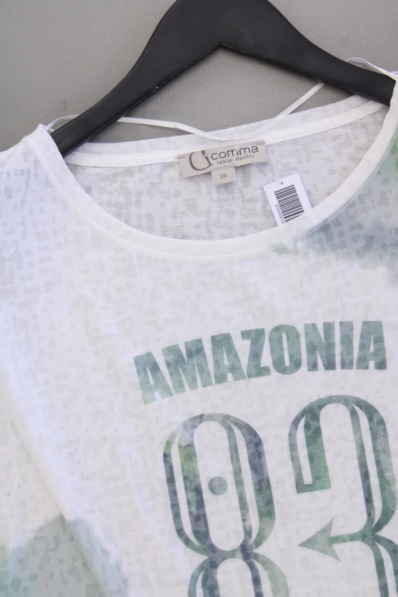 comma, Printshirt Gr. 38 Kurzarm grün